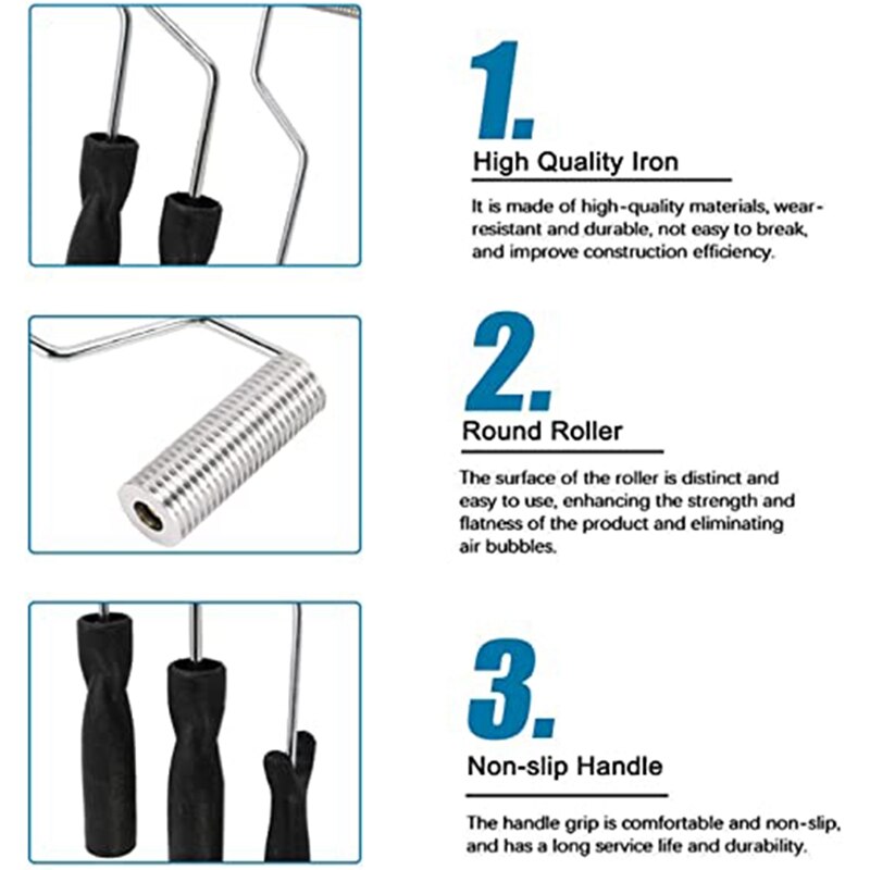 Fiberglass Roller Tools Kit,Bubble Paddle Tool Laminating Paint Roller Kit for Mold Resin Fiberglass Tu