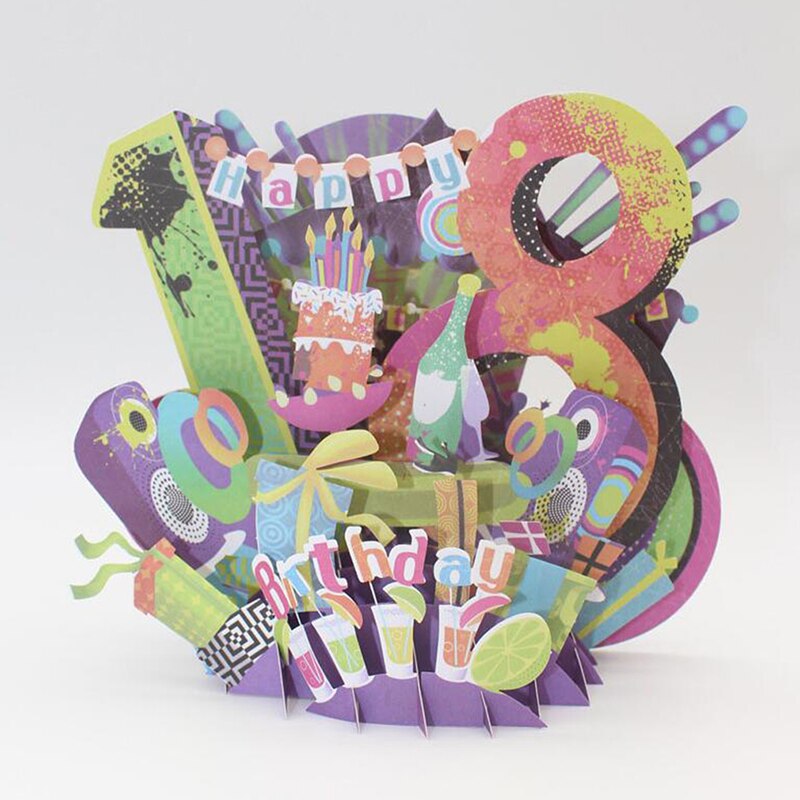 3D Leuke Pop-Up Kaarten Gelukkige Verjaardag Voor Kids Baby Douche Vrouw Man Vrouwen Cartoon Hand-Cut papier Carving