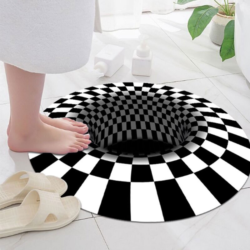 3D Vortex Illusion Back Rug Carpet Living Room Decoration Tapis Impression Print Bottomless Hole Decor Rugs Mat