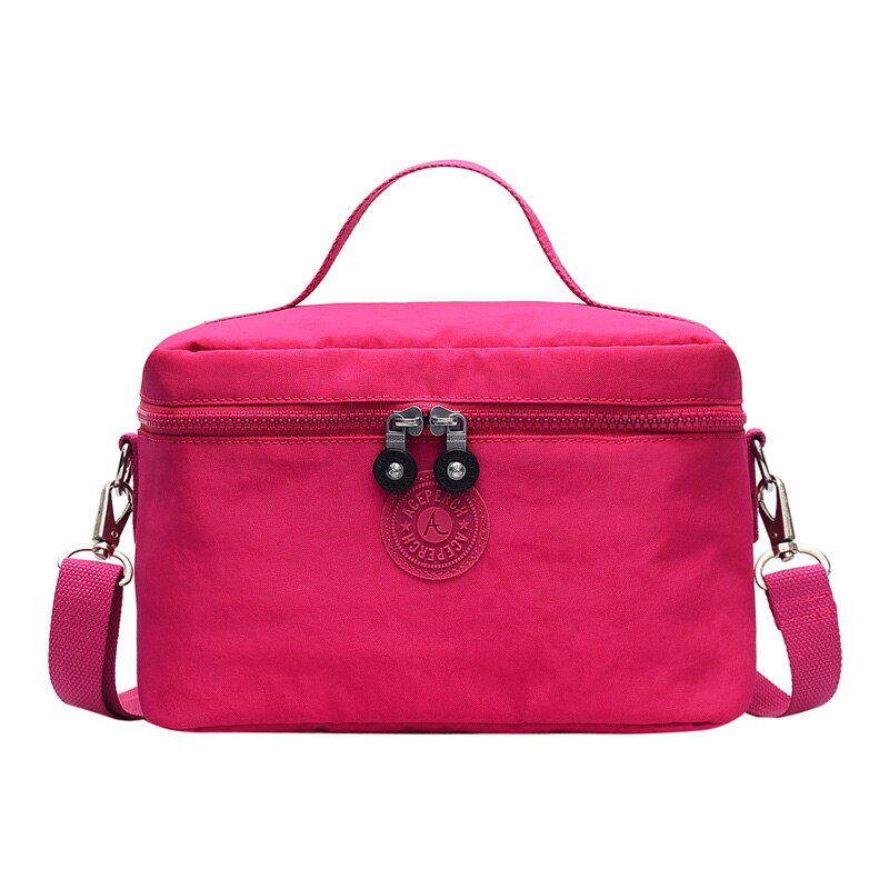 ACEPERCH Women Original Lunch Bags Kids Thermal Cooler Food Insulated Nylon Box Tote Bag Girl Waterproof Travel Lunch Cases Bag: Rose red