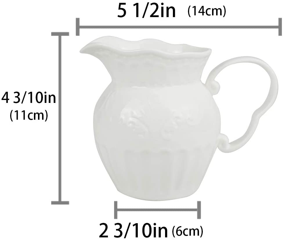 Ceramic White Creamer and Sugar Set with Lid: creamers