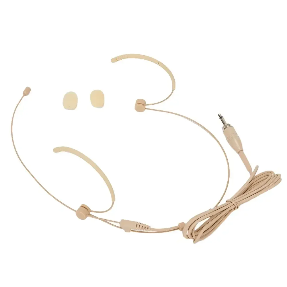 1 Pcs Beige Double Earhook Ear Hook Omnidirectional Condenser Headset Mic Headworn Microphone 3.5mm 3 Pin 4 Pin XLR Plug