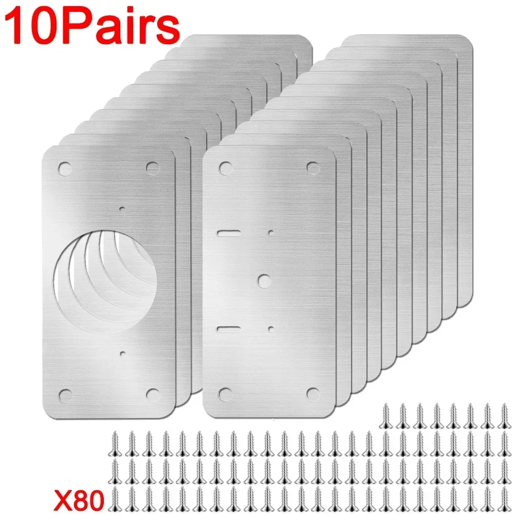 20/2Pcs Cabinet Hinge Repair Plate Kits Stainless Steel Kitchen Cupboard Door Hinge Mounting Plate With Holes Fixing Brackets: Ivory Gold