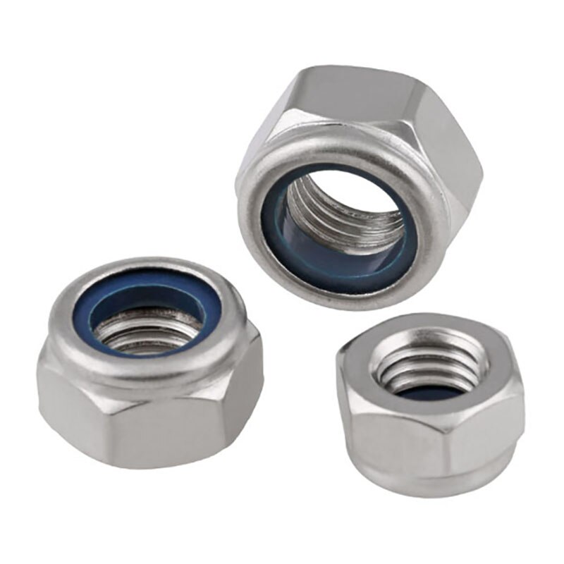 304 Stainless Steel Left Thread Hex Nut Self-locking Nylock Locknut M2 M3 M4 M5 M6 M8 M10 M12 M14 M16 M20 M22 M24 Lock Nut