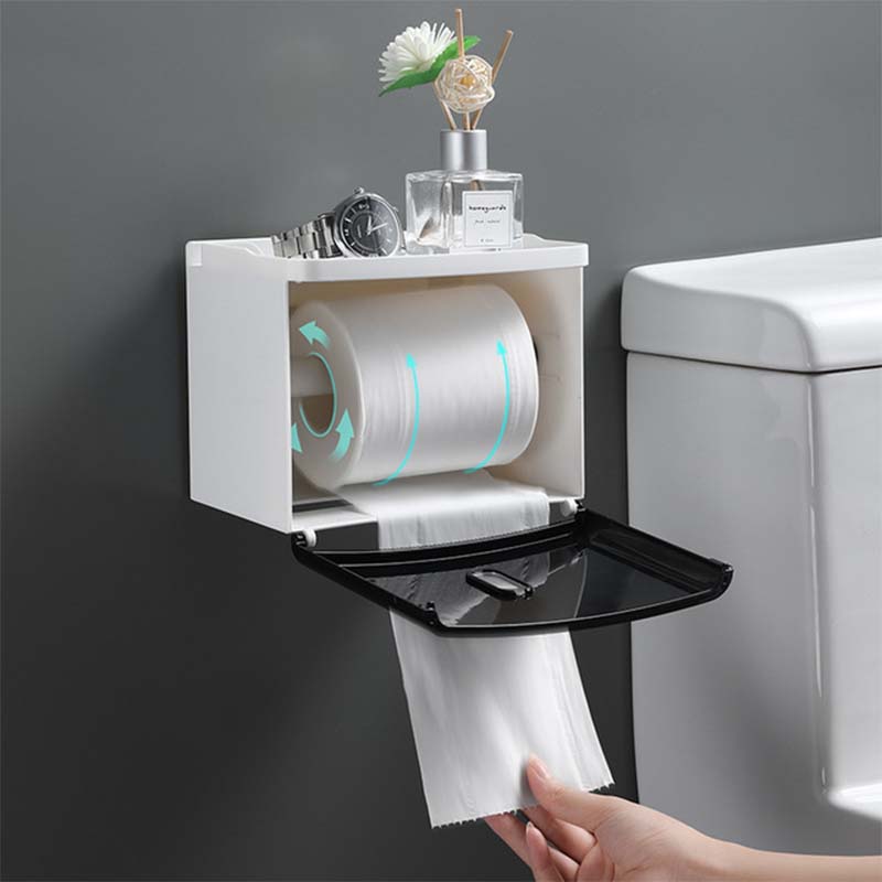 Toilet Paper Roll Holder Wall Mounted Paper Towel Holder Bathroom Tissue Box Storage Rack Waterproof Shelf Bathroom Accessories