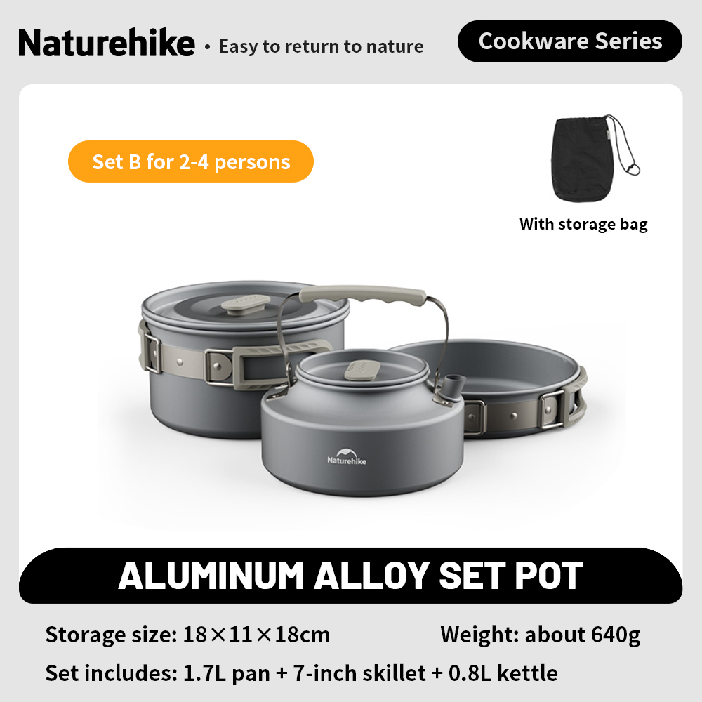 Naturehike Camping Cookware Kit Outdoor Frying Pan Portable Kettle Foldable Picnic Tableware Kitchen Utensils Cooking Utensils: Blue