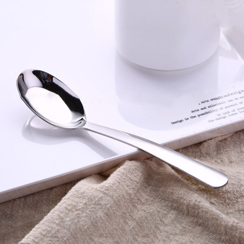 Stainless Steel Kitchen Tableware Children Flat Head Spoon Soup Coffee Tablespoon Teaspoon