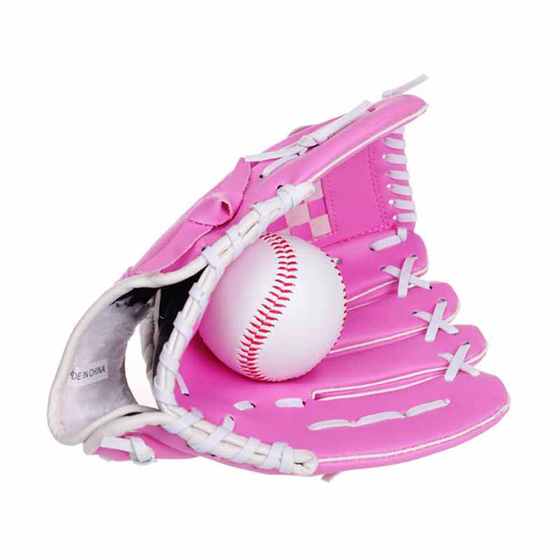 Guantes de béisbol impermeables de PVC para niños, adolescentes y adultos, gruesos, transpirables, guante de entrenamiento deportivo, lanzador de Softball, entrenamiento: Rosa / 11.5 inches