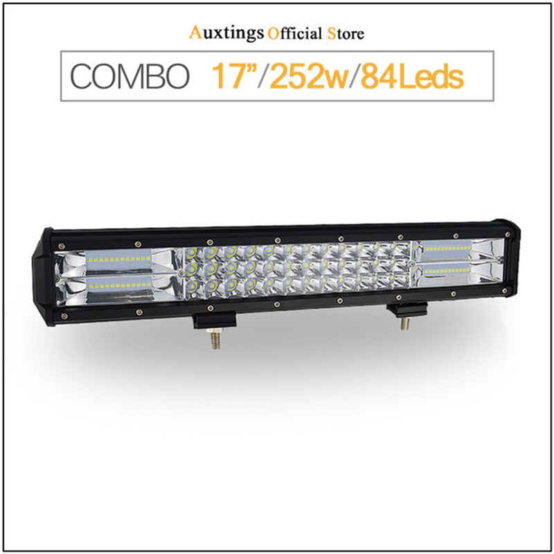 Auxtings 5 " 14 " 2 " 17 " 20 & 23 ; & #39 #39 3- riviä led-valopalkki maastoajoon led-palkki yhdistelmäkeila led-työvalopalkki kuorma-autoon, katumaasturiin, mönkijään 4 x 4 4wd 12v 24v: 252w ei johtoja