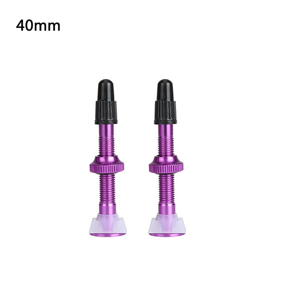 Válvula de neumático sin tubo para bicicleta, vástago de aleación de aluminio de 40 y 60mm, núcleo de latón, 2 uds.: purple 40mm