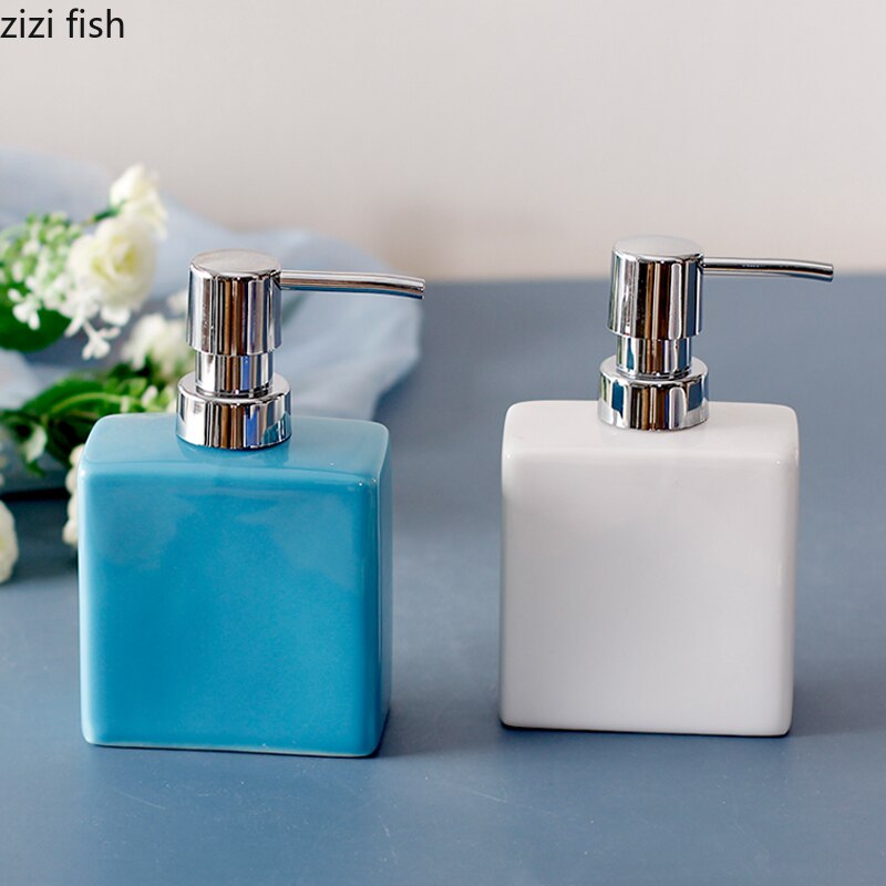 280/320ml Square Ceramic Bottle Liquid Soap Dispensers Shampoo Lotion Shower Gel Pump Bottles for Hand Simple Lotion Bottle