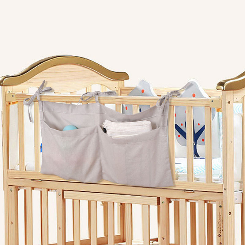 Baby Bed Hanging Storage Bags Cotton Newborn Crib Organizer Toy Diaper Pocket For Crib Nappy Store Bags Bedding Set Accessories