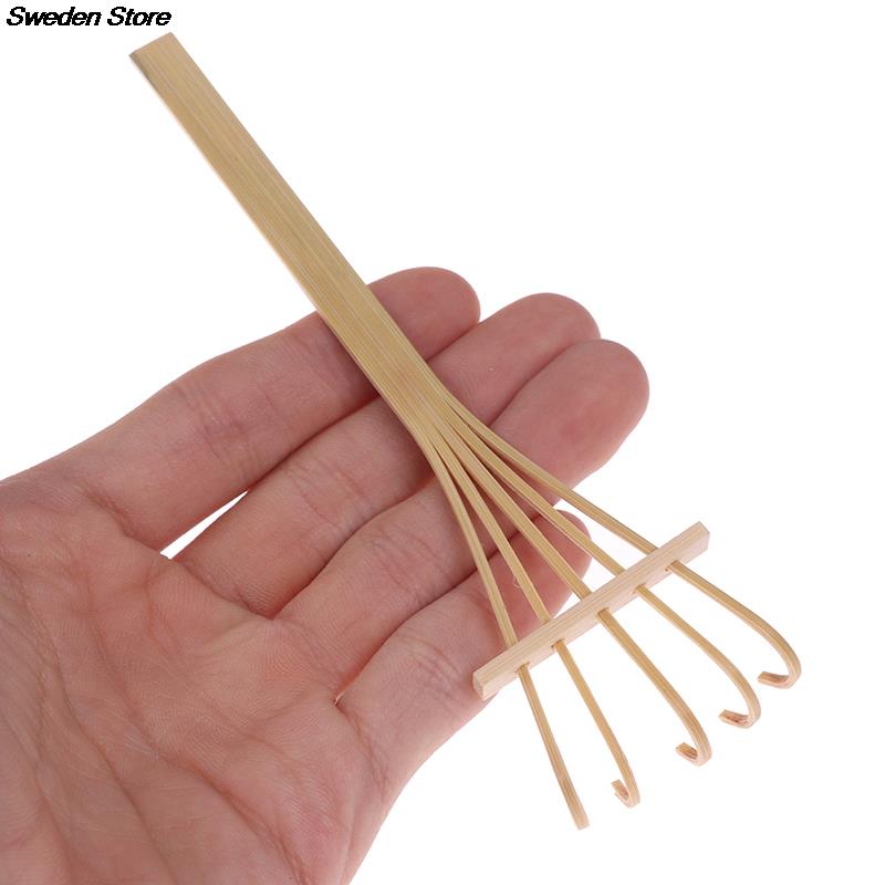 Mini bambus rake for zen hagesand bordplate meditasjon feng shui dekor