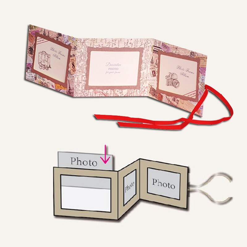 Papier tasche bild rahmen mit Band europäische klapp Mini kleine Jahrgang foto rahmen Album