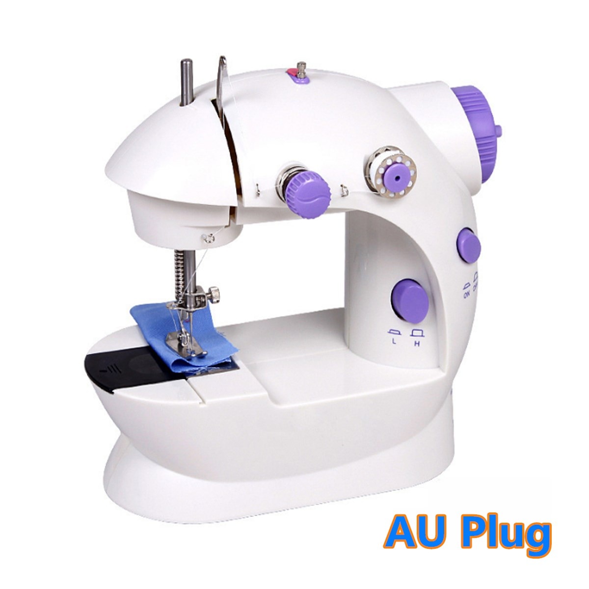 Sewing Machine Portable Desktop Mini Handheld Stitch Sew needlework Clothes Fabrics Electric Sewing Machine for Home with light: Au Plug