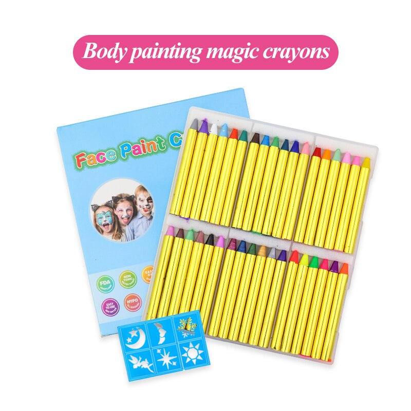 Gezichtskunst, schilderen, verf/pigmenten/krijt, make-up, halloween, kerstmis, festival, cosplay, feest, make-up, schilderen, niet-giftige, veilige make-up.: Gezichtskrijt -36 kleuren