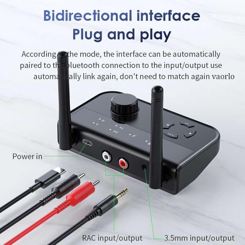 2-in-1 Bluetooth 5.3 audio-ontvanger zender 3,5 mm Aux-aansluiting RCA stereo muziek draadloze adapter dongle voor tv auto pc-hoofdtelefoon