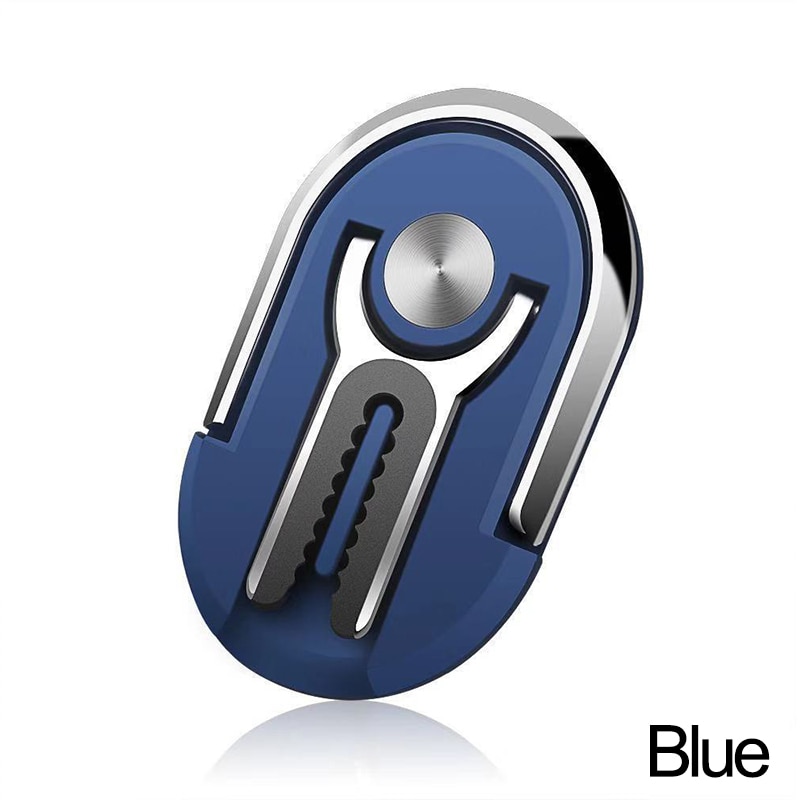 Magnetic rotabl mobile phone holder stand for iPhone Samsung Car Metal finger ring phone stand bracket car phone holder bracket: B-Blue