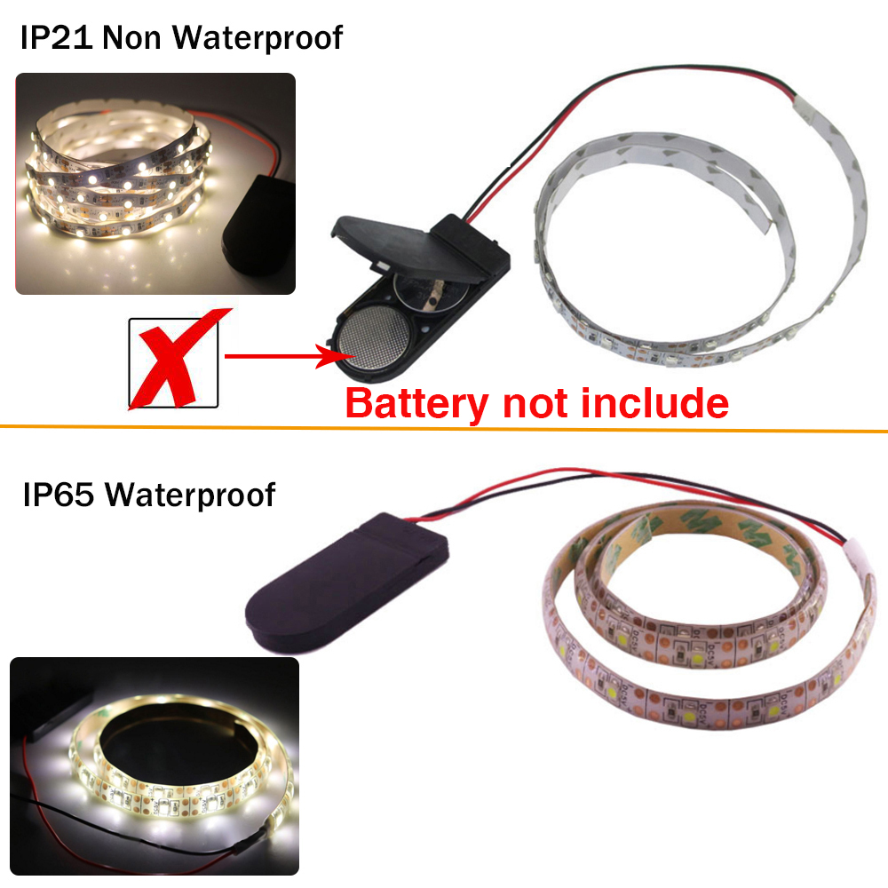 Tira de luces LED alimentada por batería DC 5V SMD 3528 60Leds/m retroiluminación de TV decoración de habitación cuerda Ribbbon Flexible luces LED 0,5 m 1m 2m