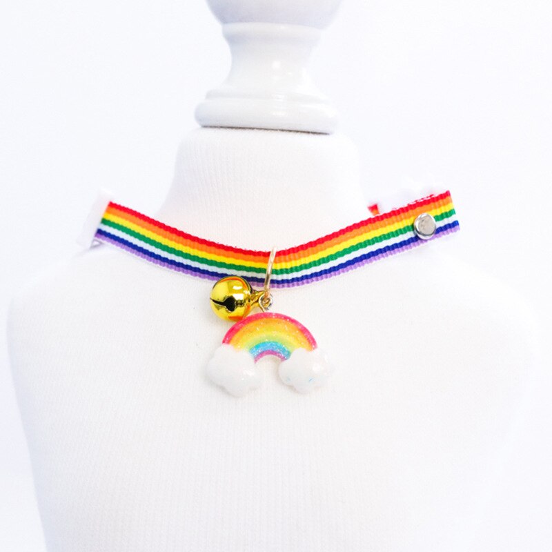 Collier ajustable en Nylon pour chat, 1 pièce, pendentif arc-en-ciel, pour animal de compagnie, chien, chiot, ,