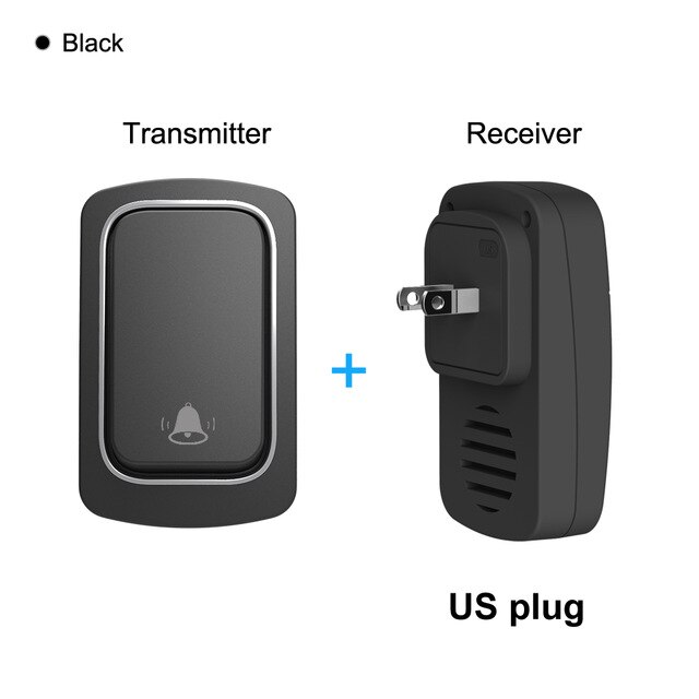 AVATTO Wireless Doorbell，No Battery Required，US EU UK Plug, IP68 Waterproof Welcome Bell Home Door Bell Smart Home Security: Black US WD01