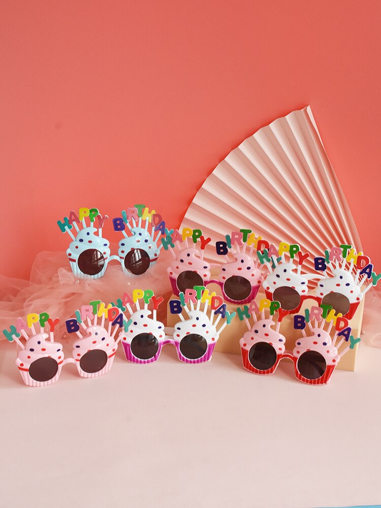 Grappige Verjaardag Bril Dolfijn Ballon Creatieve Kinderen Happy Birthday Party Cake Decoratie Plug-In Taart Jurk Up Ornamenten