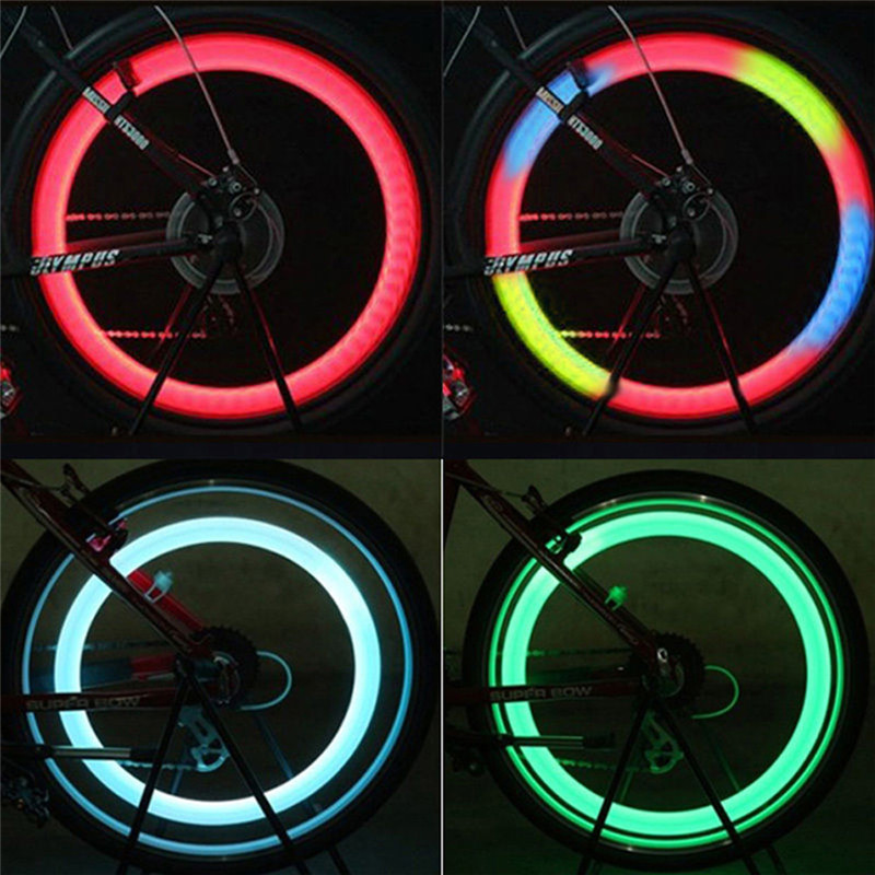 1pc cykelljus cykellampa led däck däck ventilkåpor hjulekrar cykellyktor för cykeltillbehör 4 färger vattentäta