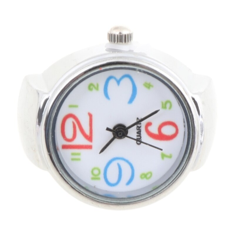 Movement Quartz Finger Ring Watch Dial Round Arabic Stainless Steel
