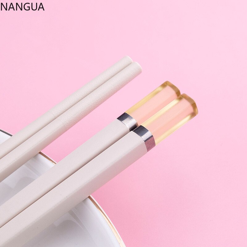 Un paio di bacchette in fibra di vetro colore ambra colore caramella bacchette giapponesi antiscivolo bastoncini per Sushi a prova d'umidità creativi: 1paio-05-haungse