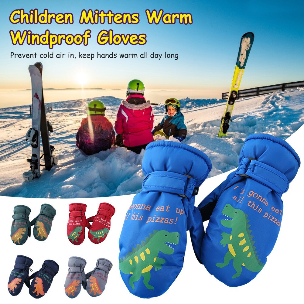 Petit dinosaure enfants hiver coupe-vent gants gants chauds en plein air garçon fille coupe-vent enfants Snowboard gants