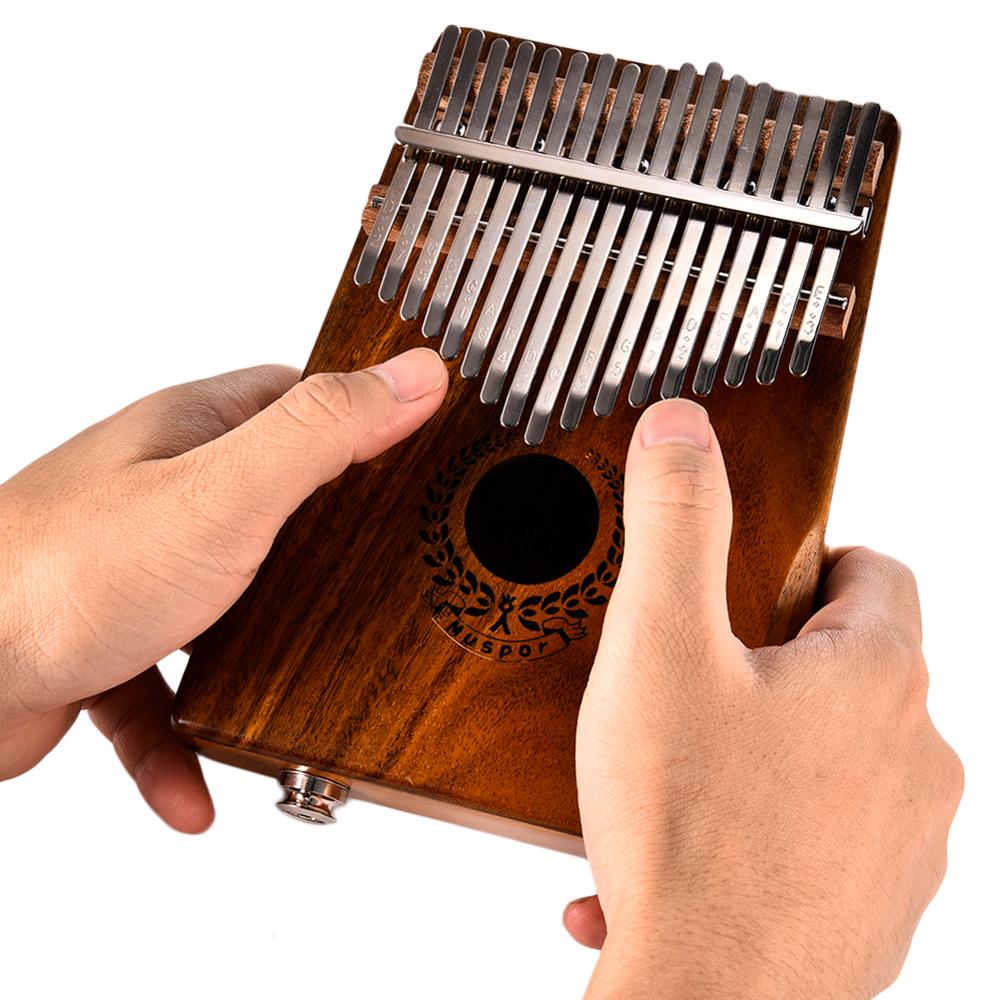 Yfashion 17 Keys Thumb Piano EQ kalimba Mbria Acacia Wood Link Speaker Electric Pickup For Beginner With Tuner Hammer Cable Bag