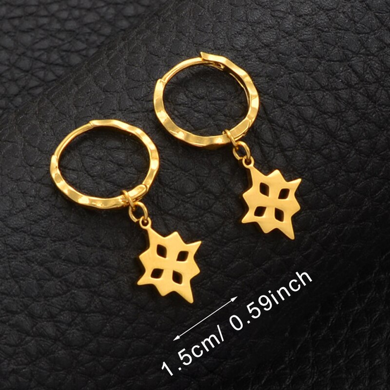 Anniyo Small Kiribati Earrings for Women Girls Gold Color Stainless Steel Jewelry #053221: 053221