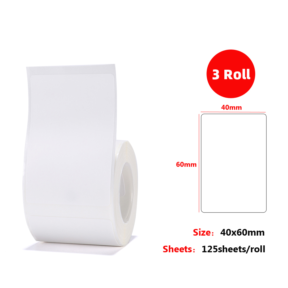 3 Roll Self-Adhesive Label Paper Multi-Purpose Printable Sticker Labels for Niimbot B3S/B11/B21 Thermal Printer Thermal Paper: 40x60 3 Roll