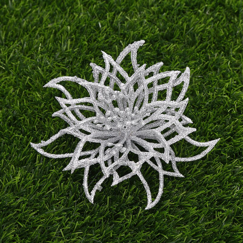 Glitter hule kunstige blomster 15 cm juletræspynt år juledekorationer til hjemmepynt til jul: 5