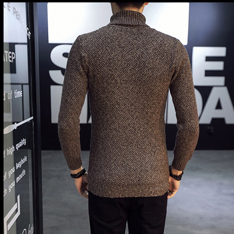 Herre rullekrave uld pullover rummelig efterår vinter tyk solid langærmet blødt tøj strikket afslappet herre sweater pull homme