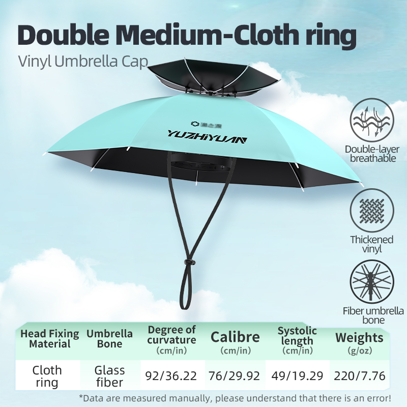 YUZHIYUAN Angelhut, UV-Schutz, tragbar, faltbar, Regenschirmhut, Regen, Sonnenschein, doppelter Verwendungszweck, für draussen-Camping, Angeln, Wandern