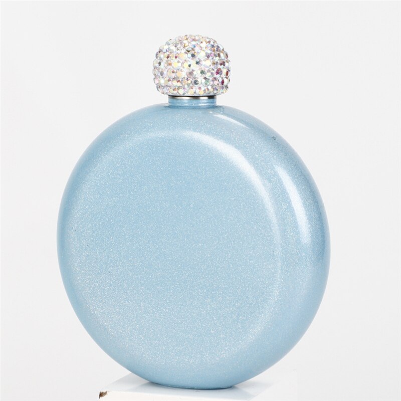 Portable Stainless Steel Round Hip Flask Alcohol Bottle Travel Whiskey Alcohol Liquor Bottle Flagon Small Mini Bottle: sky blue