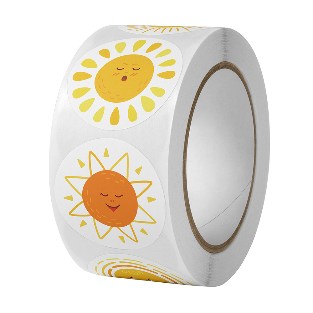 100-500 stücke 8 Stile Runde Karikatur Sonne Smiley freundlicher Belohnung Aufkleber Handgemachten Partei Scrapbooking Verpackung Dichtung Etikett