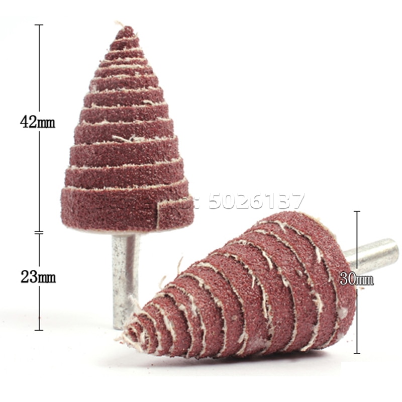 1Pcs 6MM Shank 80 Grit Tapered Cone Grinding Head Sandpaper Flap Wheels Polishing Sanding Tools For Drill Wheel Conical Rotary