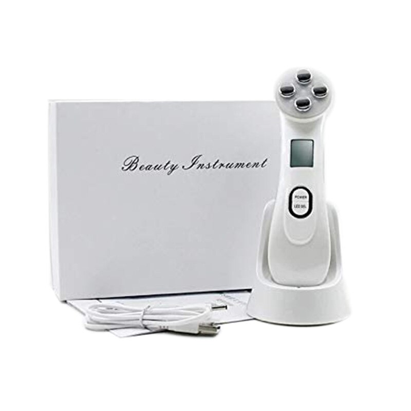 LED Photon Face Skin EMS Mesotherapy Electroporation RF Radio Frequency Facial Skin Care Device Lift Tighten Beauty Machine: With Gift Box