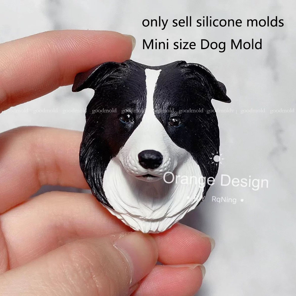 confine collie Testa di canna Stampo in silicone Sapone aroma Gesso Argilla Animale canna Compleanno Avatar Stampo per fondente Decorazione per presa d'aria per auto fai da te: prugna