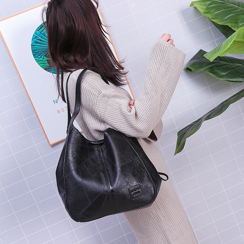 Vadim Hobos Bag Women Leather Handbags Female Shoulder Bags Ladies Casual Tote Soft Vintage Bags for Women Bolsos Feminina