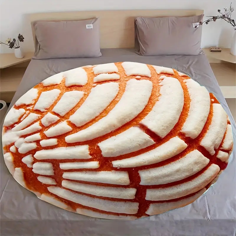 1pc flanneltæpper med mexicansk madmønster - blødt og hyggeligt rundt tæppe til sofa, seng og sofa - perfekt fødselsdag