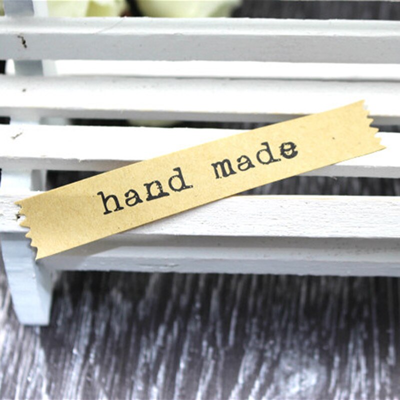 100pcs/lot Hand Made Shredded Style Kraft Paper Adhesive Sela Sticker For Baking For Handmade Products DIY Work