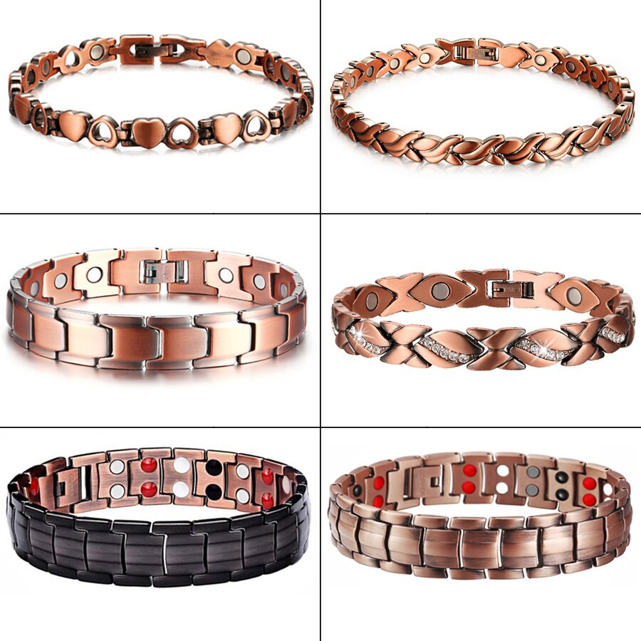 Männer Reinem Kupfer Armbinde Gesundheit Energie Germanium Magnetische Armbinde Jahrgang Hologramm Kette Verknüpfung Armbänder für Frauen Arthritis