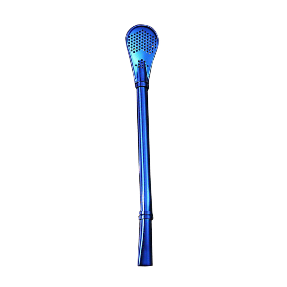Rvs Rietje Lepel Yerba Mate Thee Filter Bombilla Kalebas Herbruikbare Thee Gereedschap Wasbare Bar Accessoires: Blauw