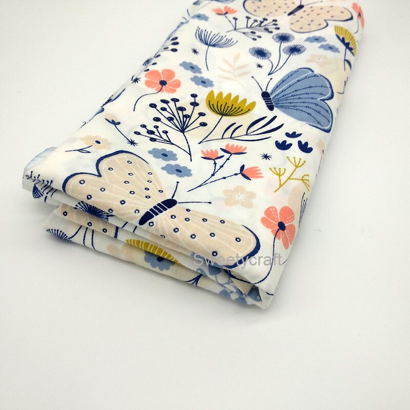 Diy tela de retales para acolchar bebé muñeca cunas cojines vestido telas para coser rosa azul mariposa impresa tela de algodón Tecido: 50X160cm / Cotton Fabric 2