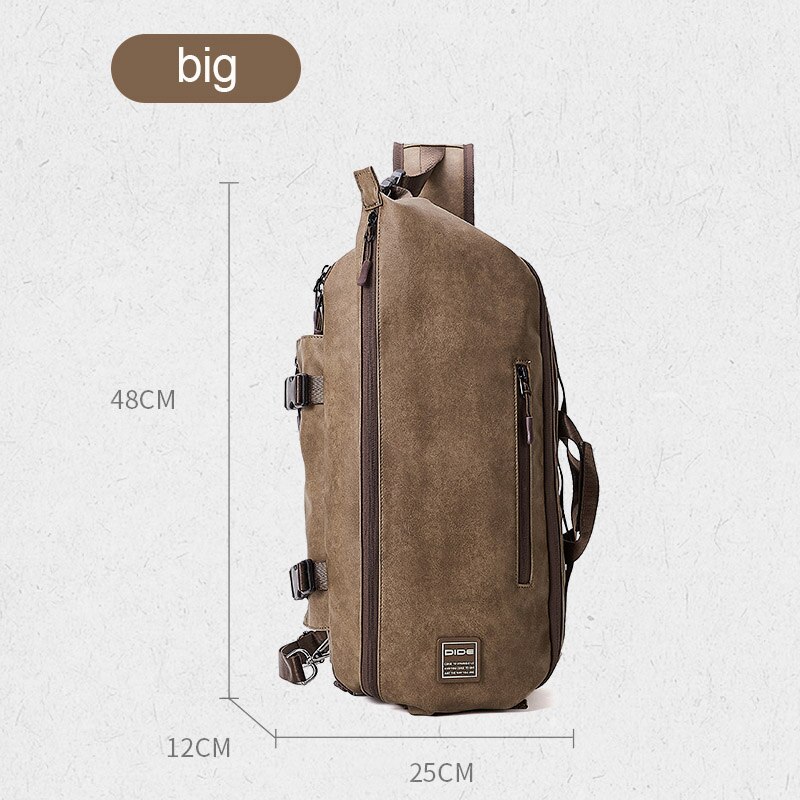 DIDE Multifunction Three layer Men's Chest Bag Male PU Leather Messenger Shoulder Bag For Teenagers Travel Crossbody Bolsas: big