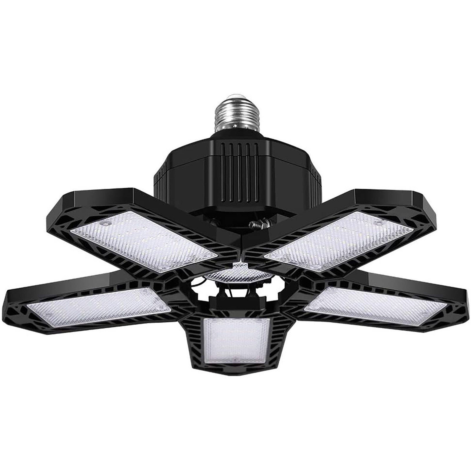 80/100/200W LED Garage Light Deformation Ceiling Light 5 Leaf Adjustable Angle Industrial Lamp For Workshop Warehouse 85-265V: Black 80W