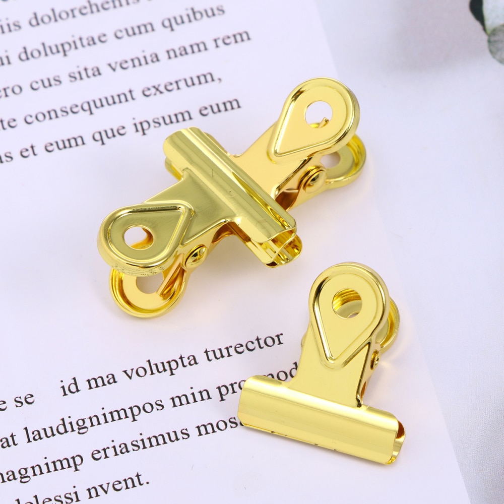 15PCS Metal Hinge Clips Binder Clips Paper Clamp Copper Paper Clips (20MM)